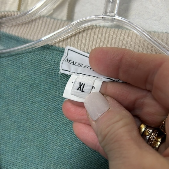 Maus & Hoffman Men's Teal 100% Pima Cotton V-Neck Sweater Size XL - Picture 5 of 8